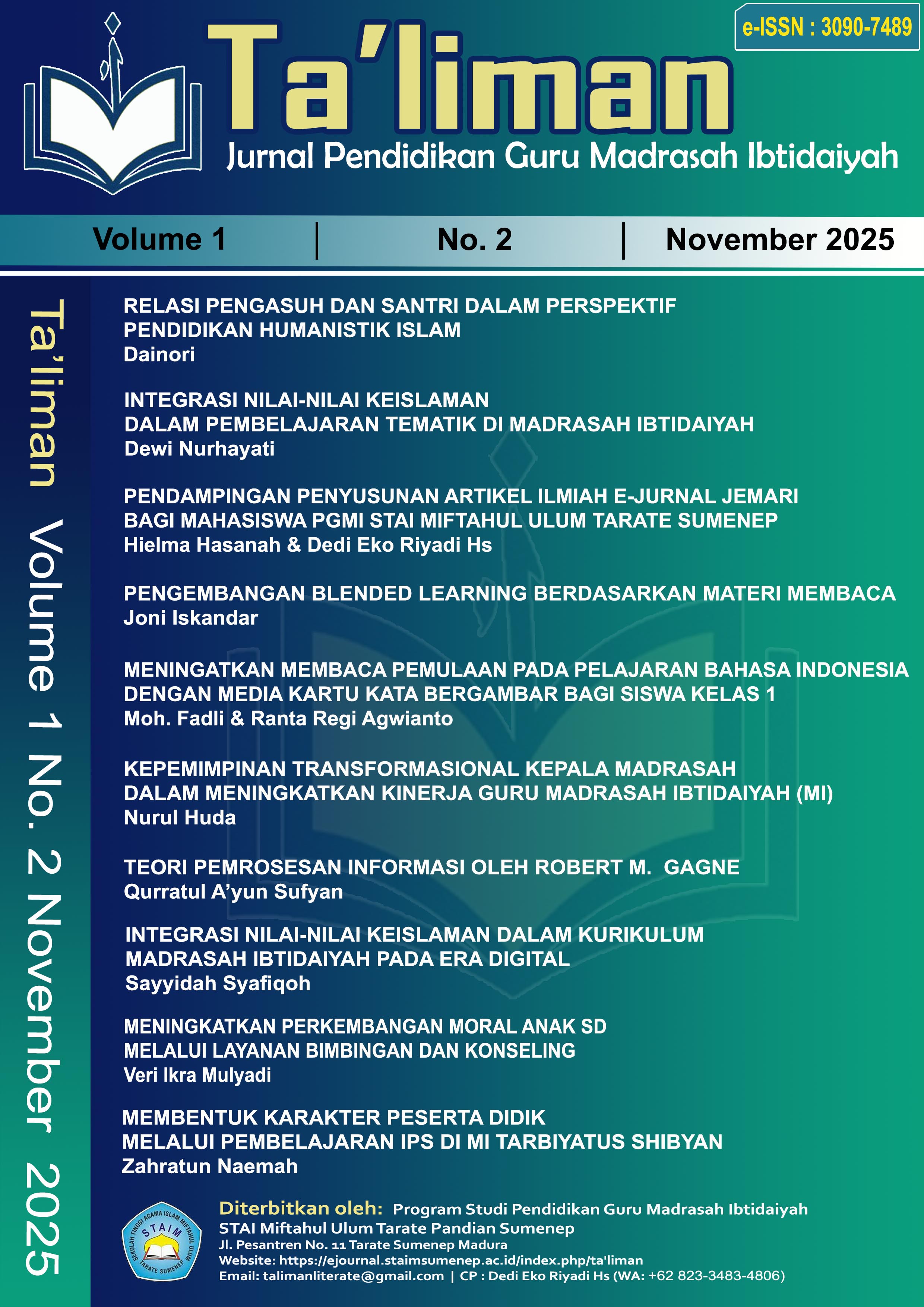 					View Vol. 1 No. 2 (2025): Ta'liman: Jurnal Pendidikan Guru Madrasah Ibtidaiyah
				
